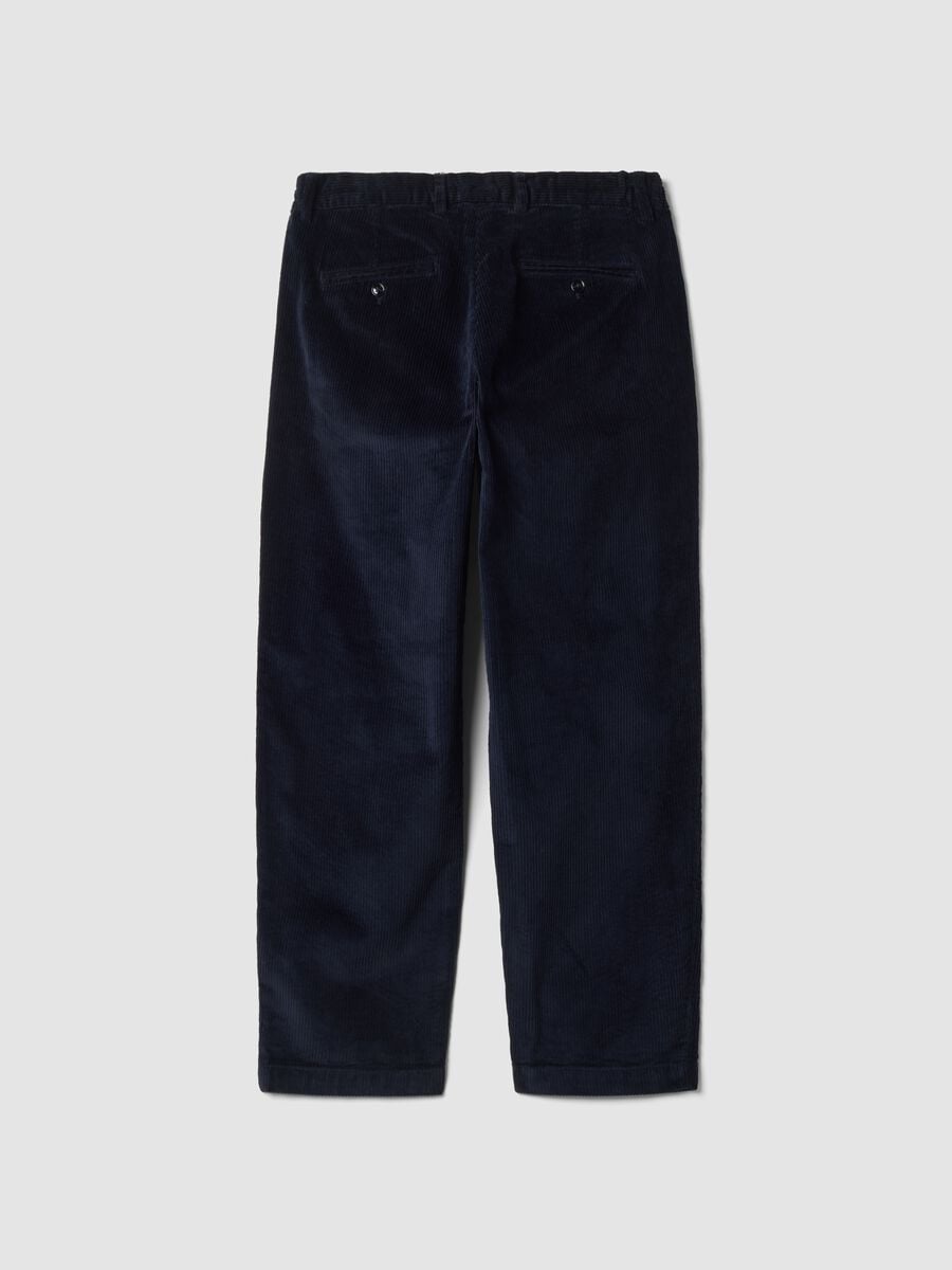 Blue ribbed baggy-fit stretch cotton chino trousers_2