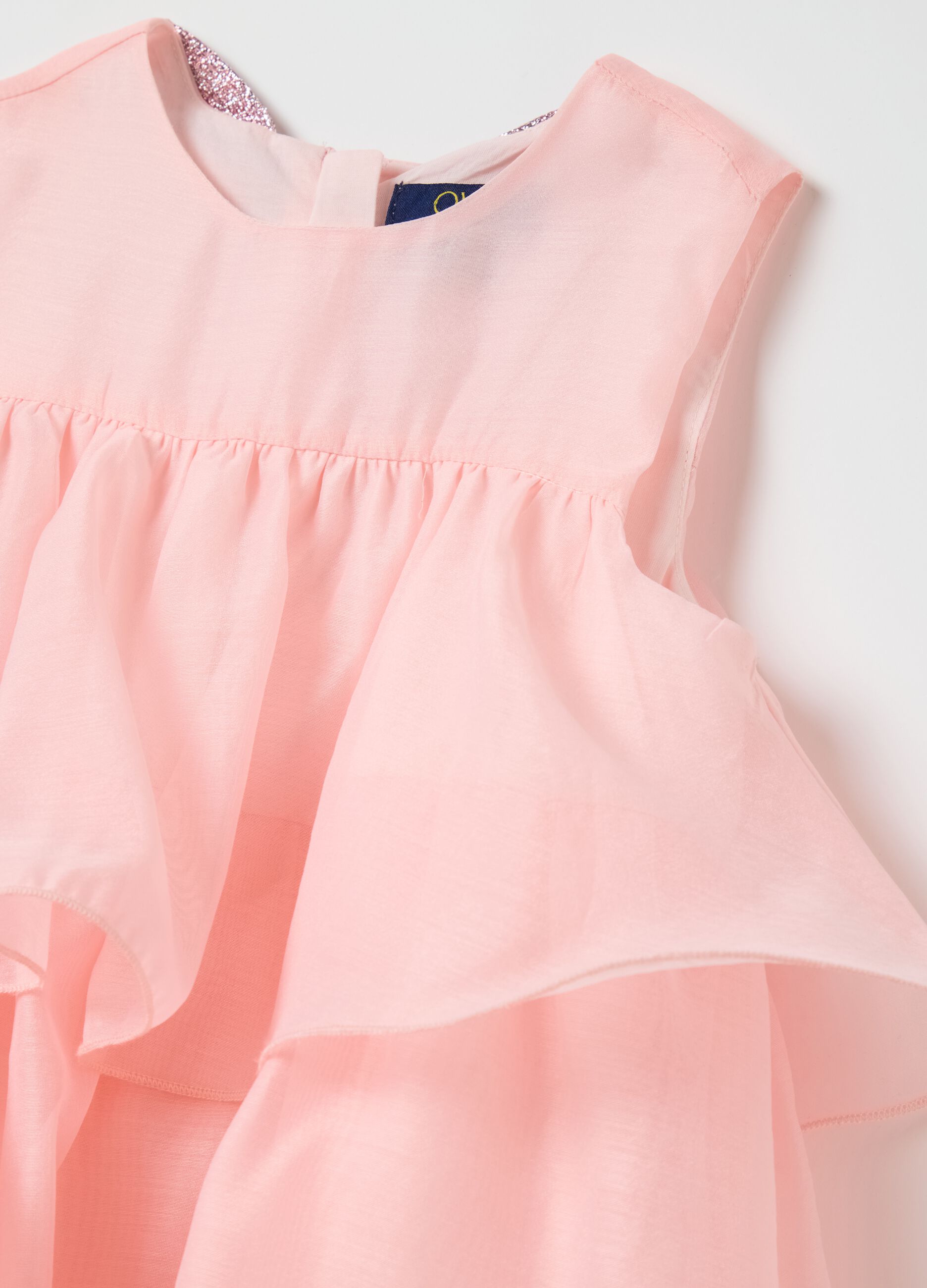 Sleeveless Pink Organza Dress for Girls