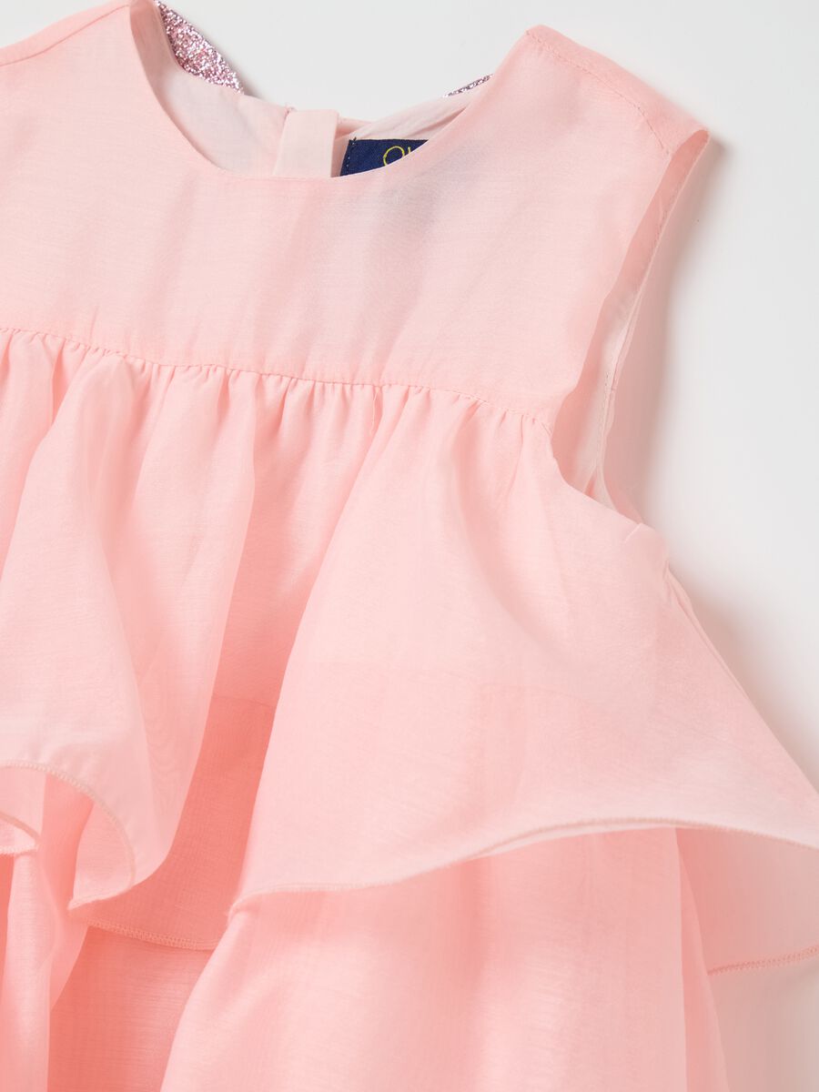 Sleeveless Pink Organza Dress for Girls_2