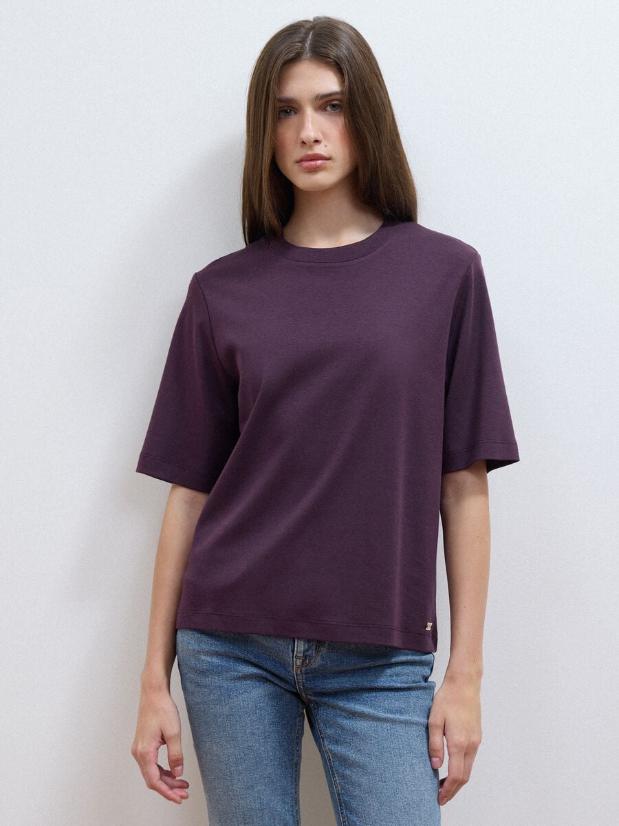 Purple boxy-fit T-shirt in a cotton-viscose blend_0