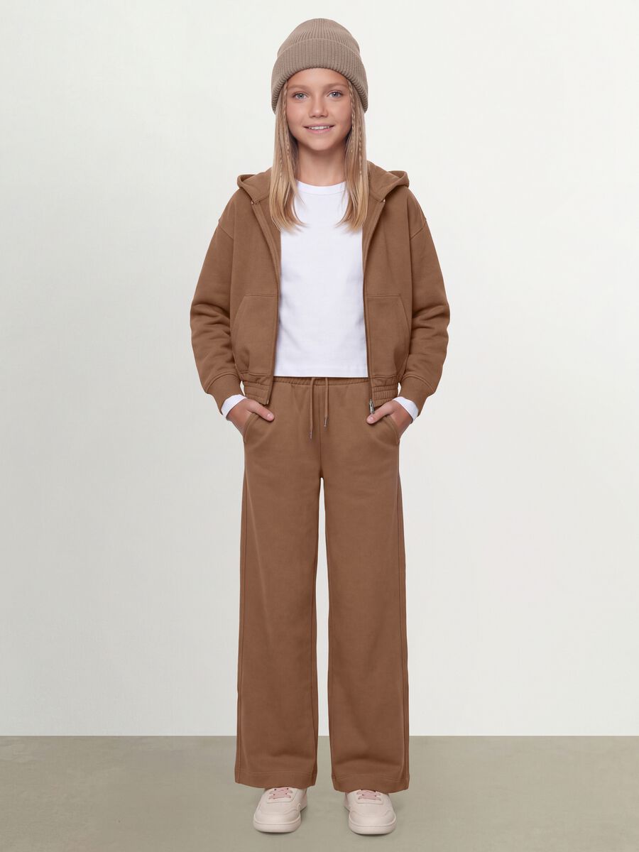 Felpa marrone con cappuccio in cotone organico_1