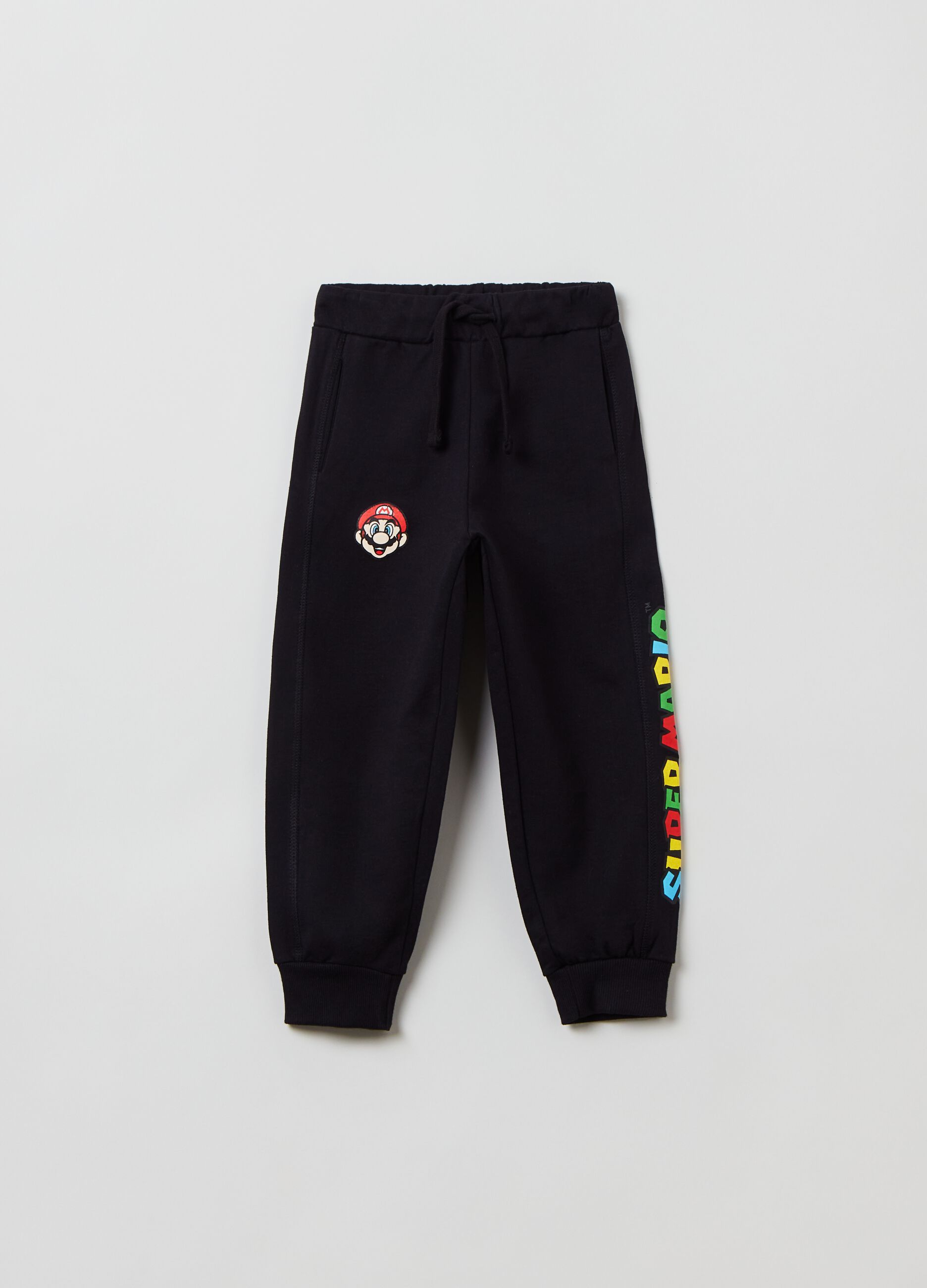 Plush joggers with Super Mario print