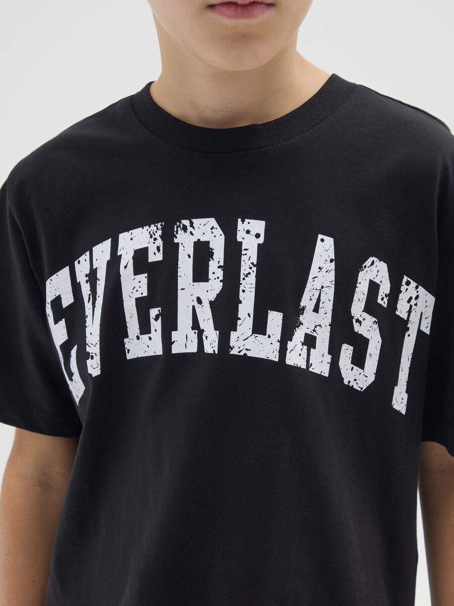 Black pure cotton boys' t-shirt with logo_2