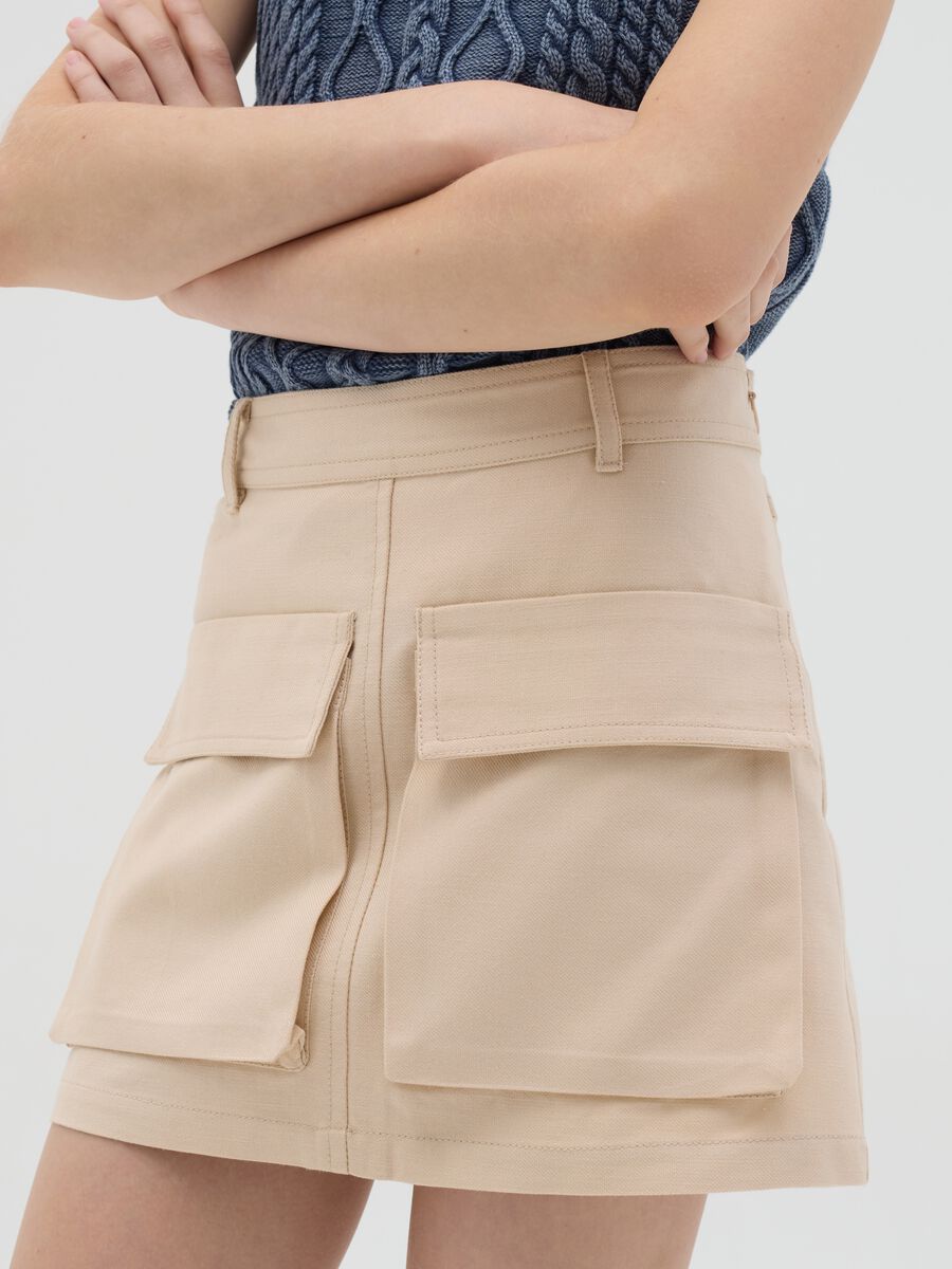 Beige cargo miniskirt_2