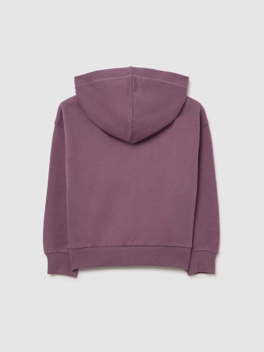 Felpa viola da bambina in puro cotone regular fit con cappuccio e zip_1
