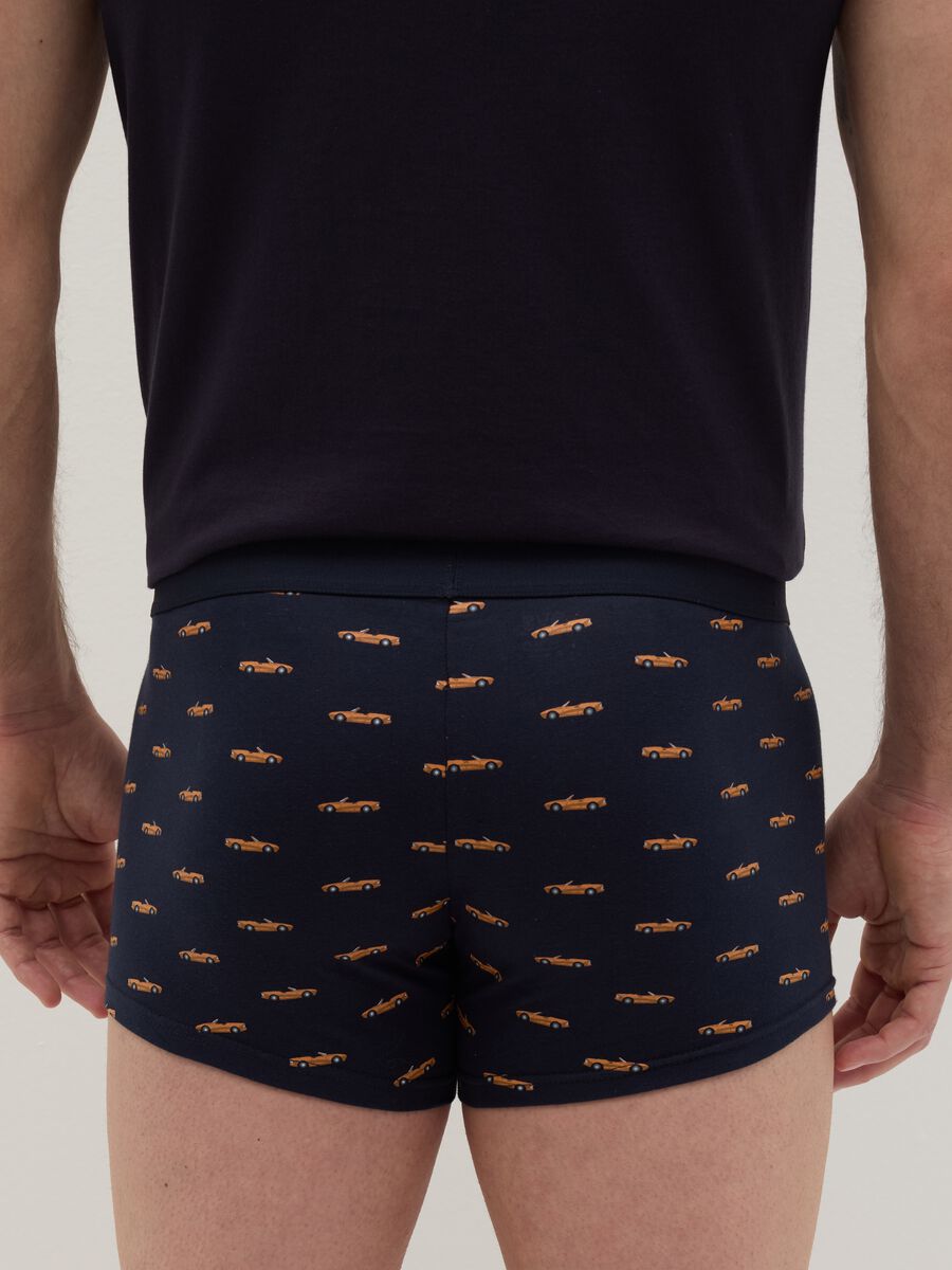 Midi boxer shorts in stretch cotton with pattern._3