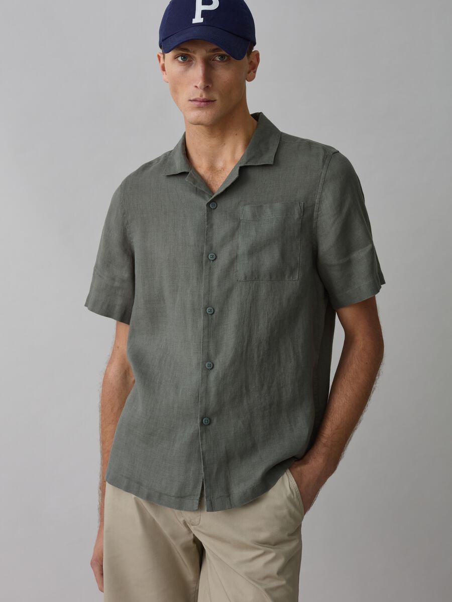 Linen shirt with short sleeves_0