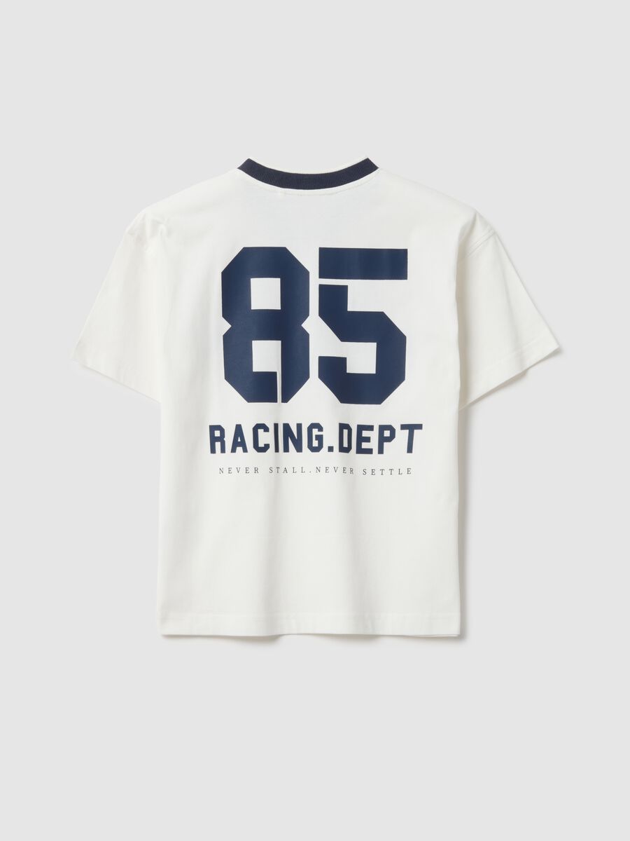 Boys' Oversize Fit Pure Cotton White Sports T-Shirt_4
