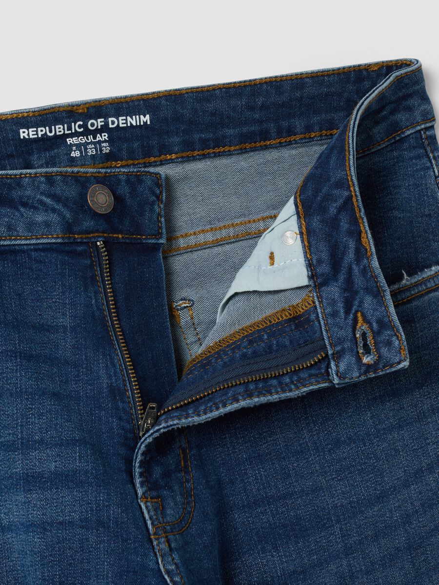 Dark blue stretch cotton denim jeans, regular fit_1
