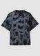 Blue pure cotton T-shirt with tie-dye print_0