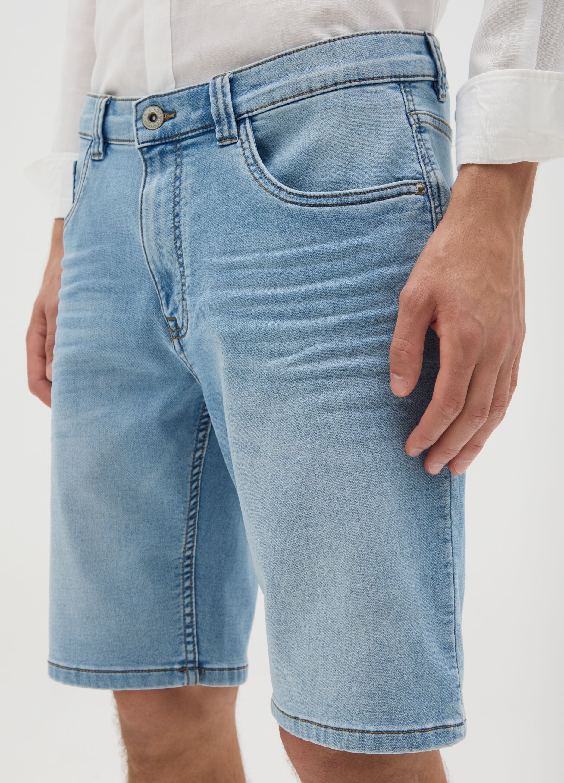 Men's Slim Fit Light Blue Denim Shorts