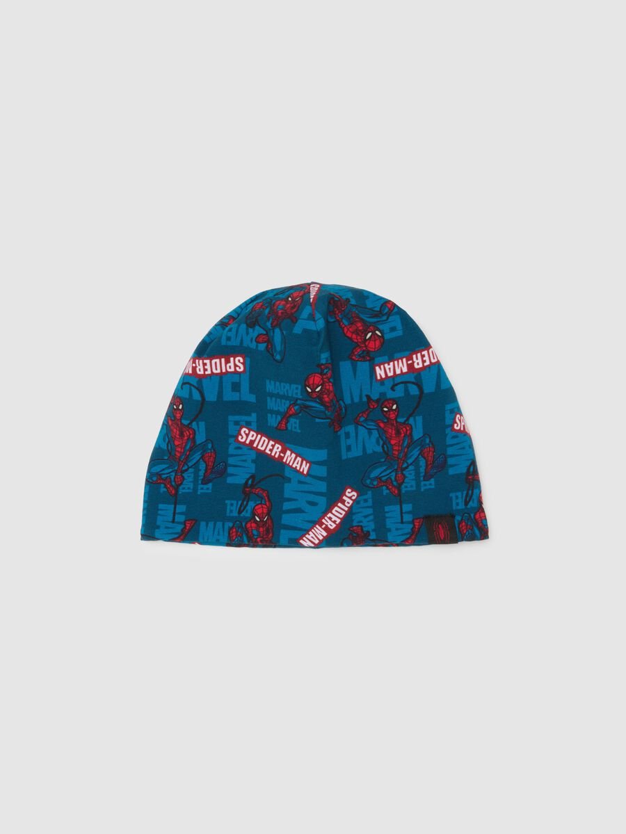 Cappello da bambino in cotone multicolor elasticizzato con stampa Spider-Man_0