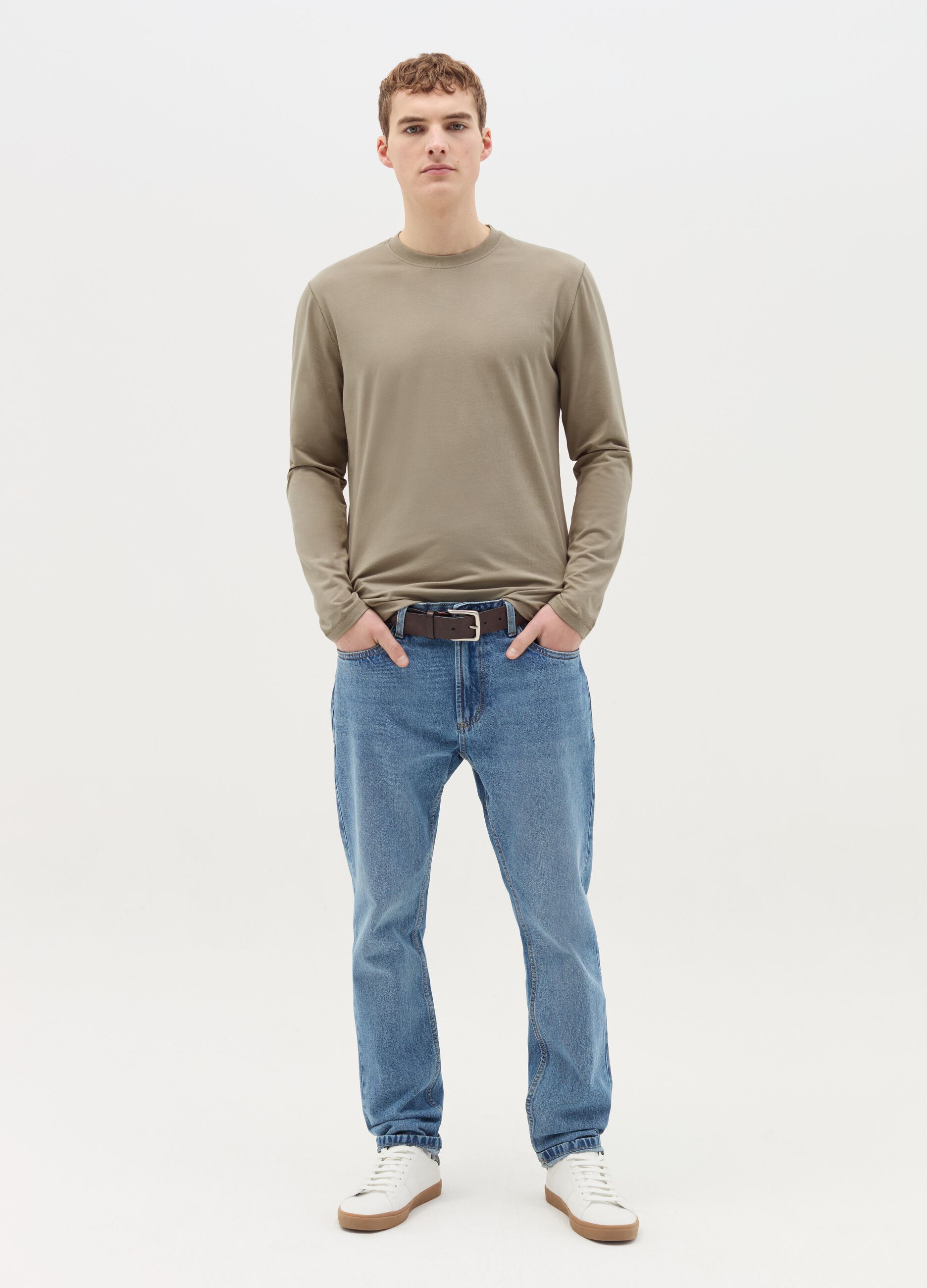 Long-sleeved T-shirt in stretch cotton