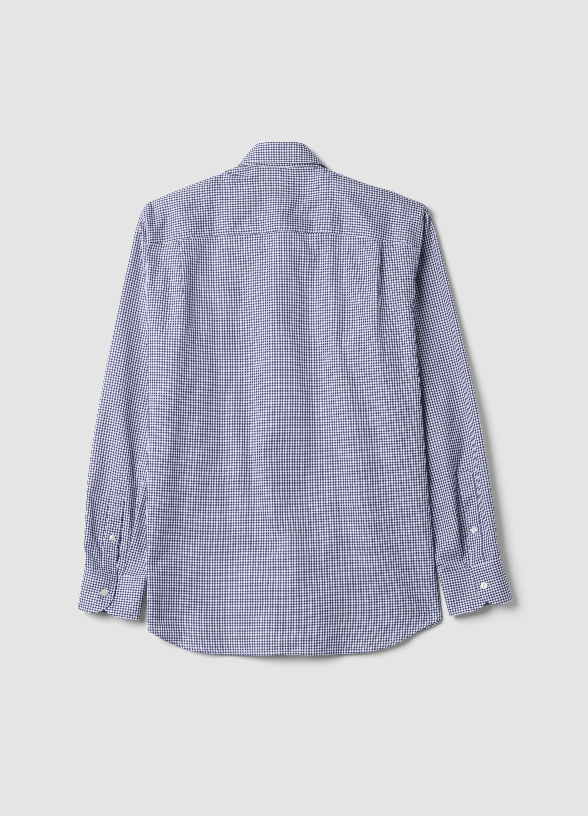 Blue cotton oxford checked shirt, regular fit
