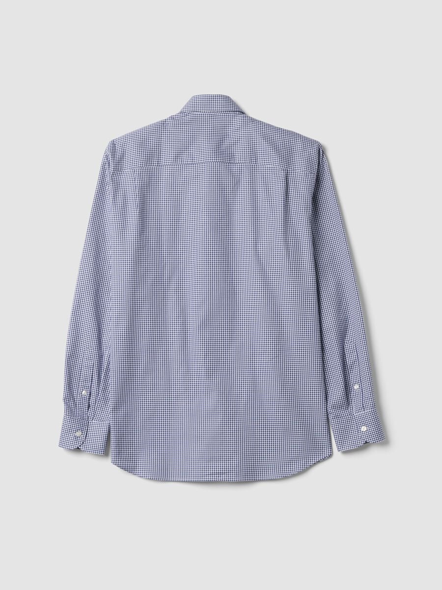 Camicia oxford blu in puro cotone a quadretti regular fit_6