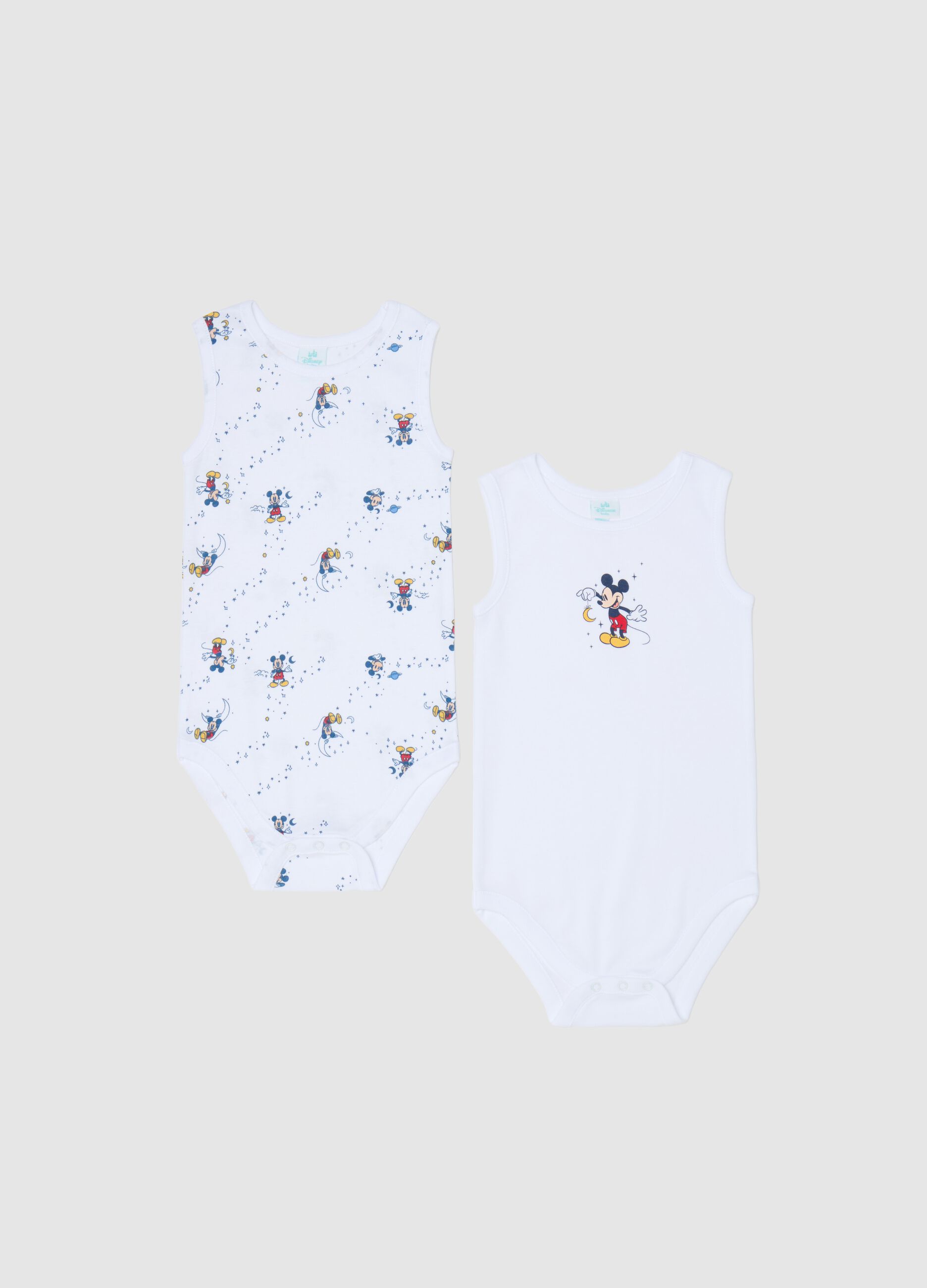 Two-pack sleeveless bodysuits with Mickey Mouse print