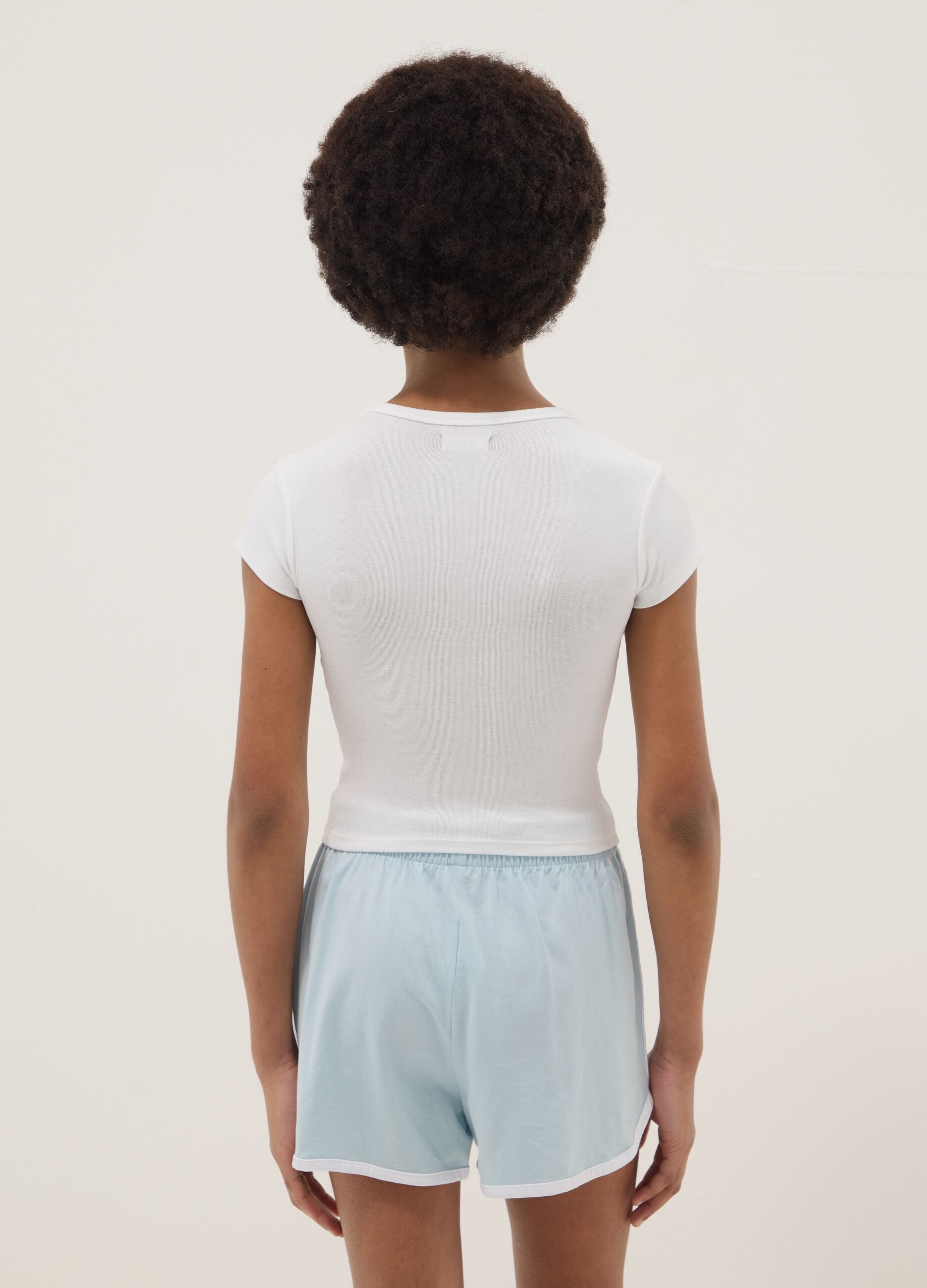 Girls&rsquo; white fitted stretch cotton T-shirt
