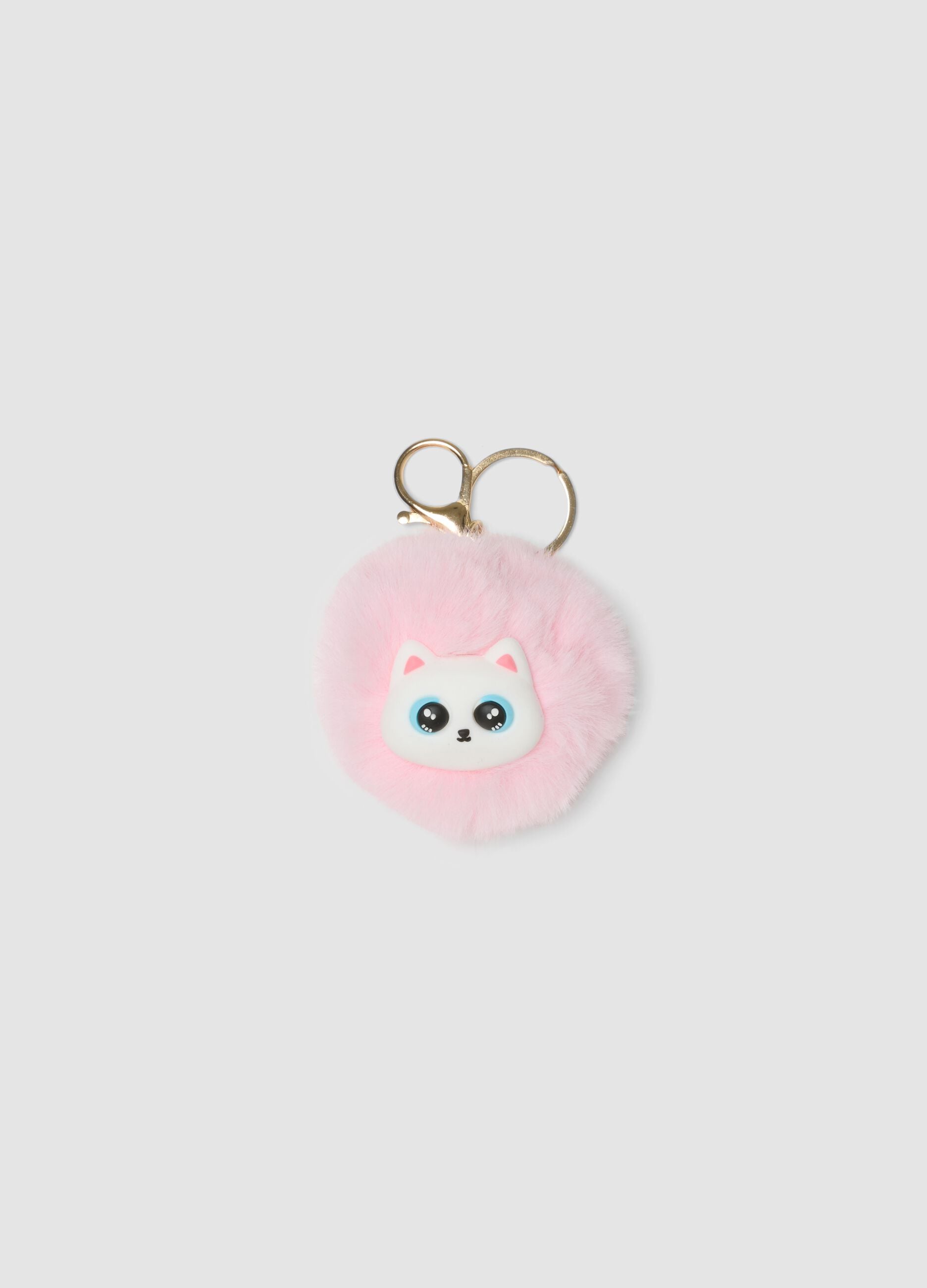 Portachiavi rosa con pompon effetto per bambina