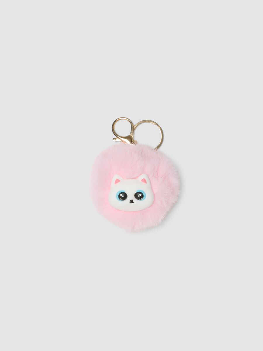 Pink pom‑pom keyring for girls_0