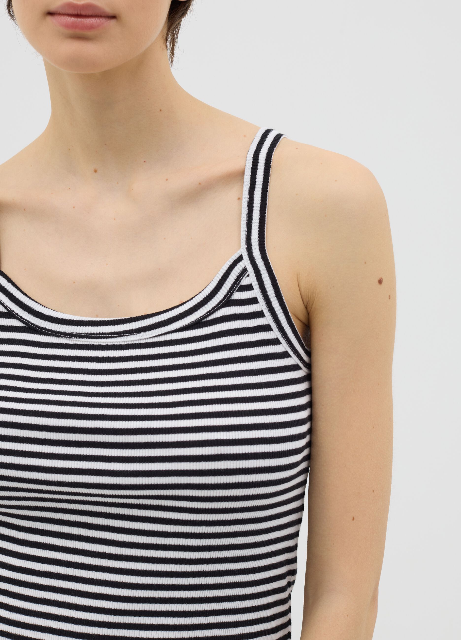 Black and white striped cotton top
