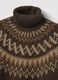 Regular fit brown turtleneck jumper with jacquard pattern_1