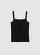 Black ribbed pure cotton tank top_4