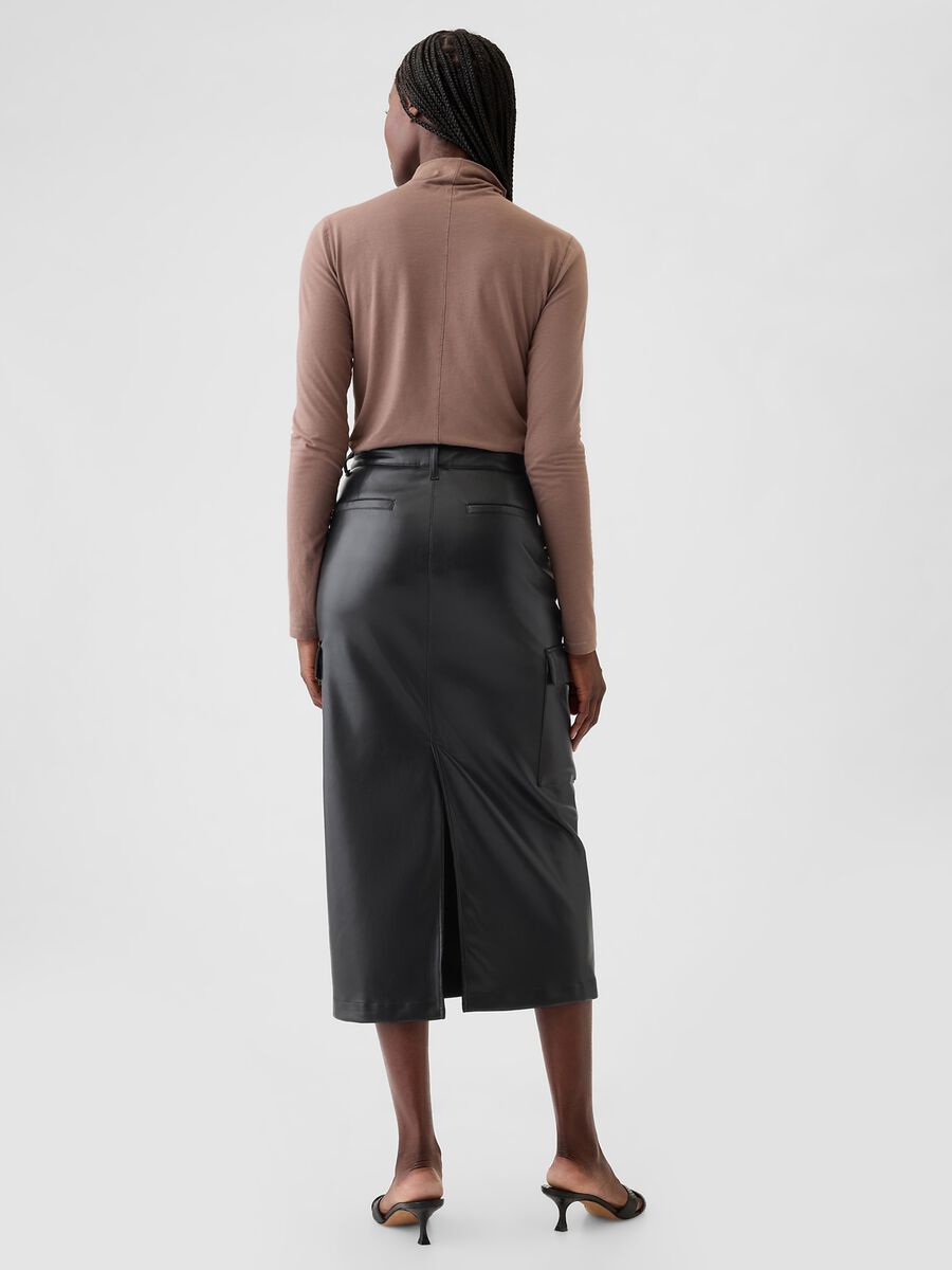 Glossy-effect midi cargo skirt_2