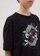 Children's oversized fit pure black cotton T-shirt with koi carp_1