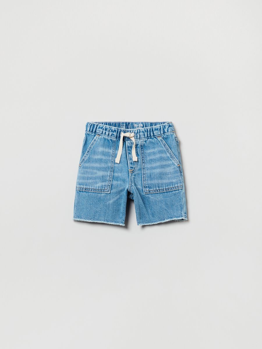 Shorts in denim con coulisse_0