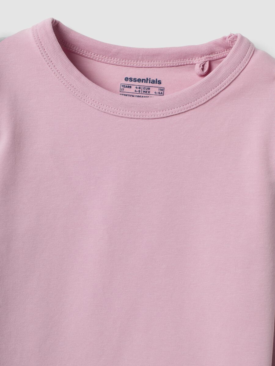 T-shirt rosa a maniche lunghe in cotone elasticizzato_2