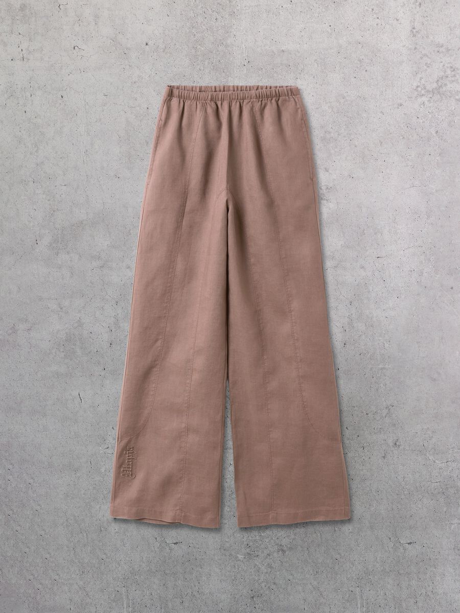 100% Linen Wide-Leg Trousers in Mocha_5