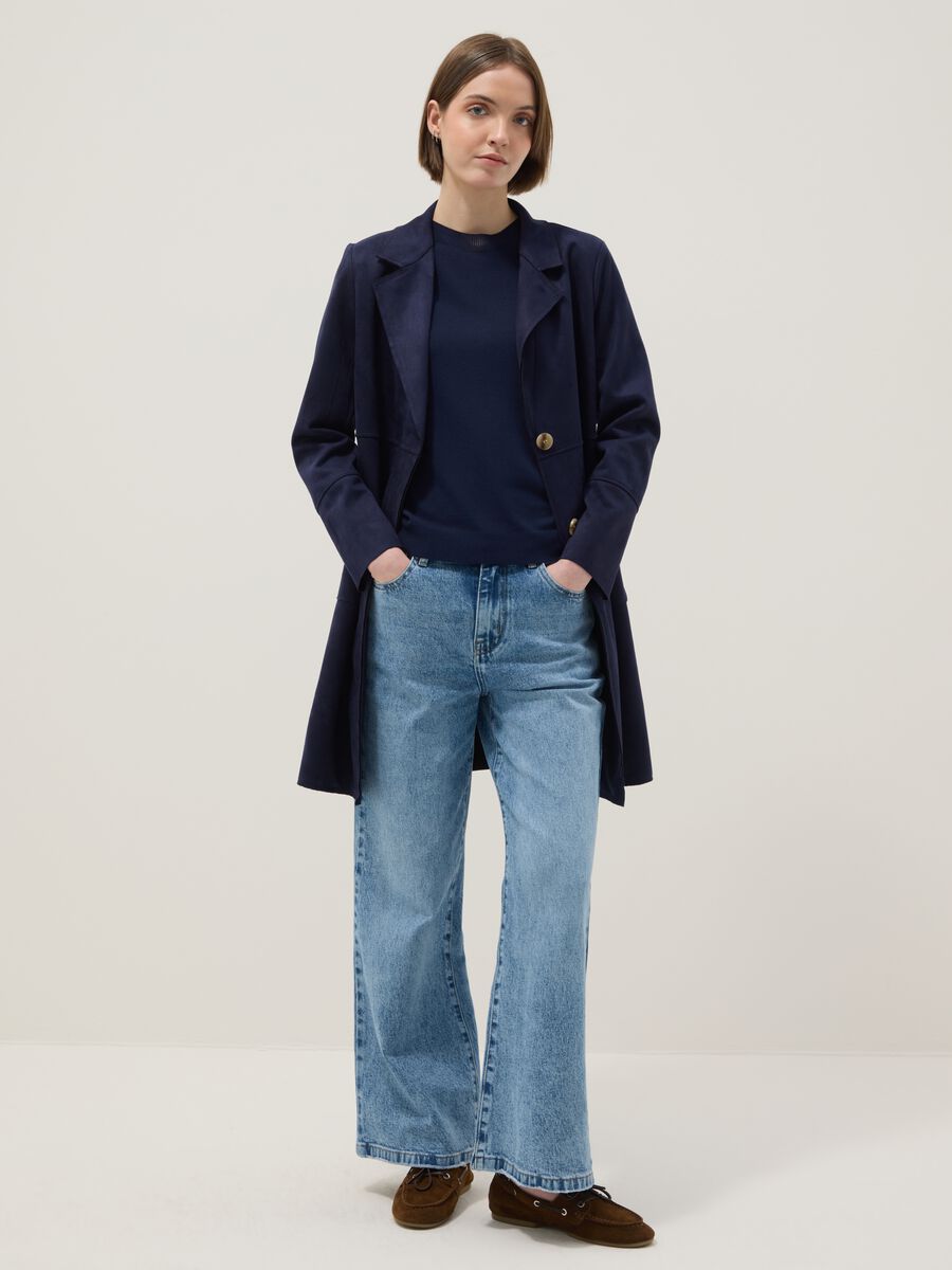 Giacca leggera blu regular fit con tasche ampie_2