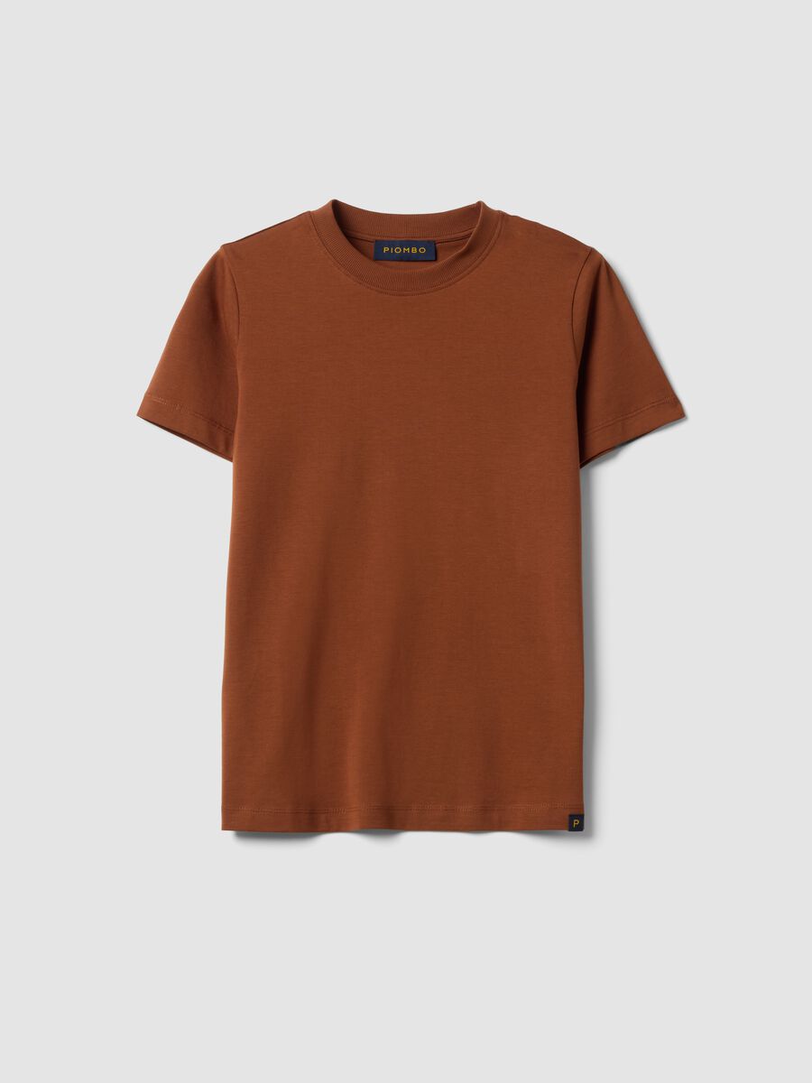 T-shirt girocollo marrone in puro cotone Supima regular fit_0