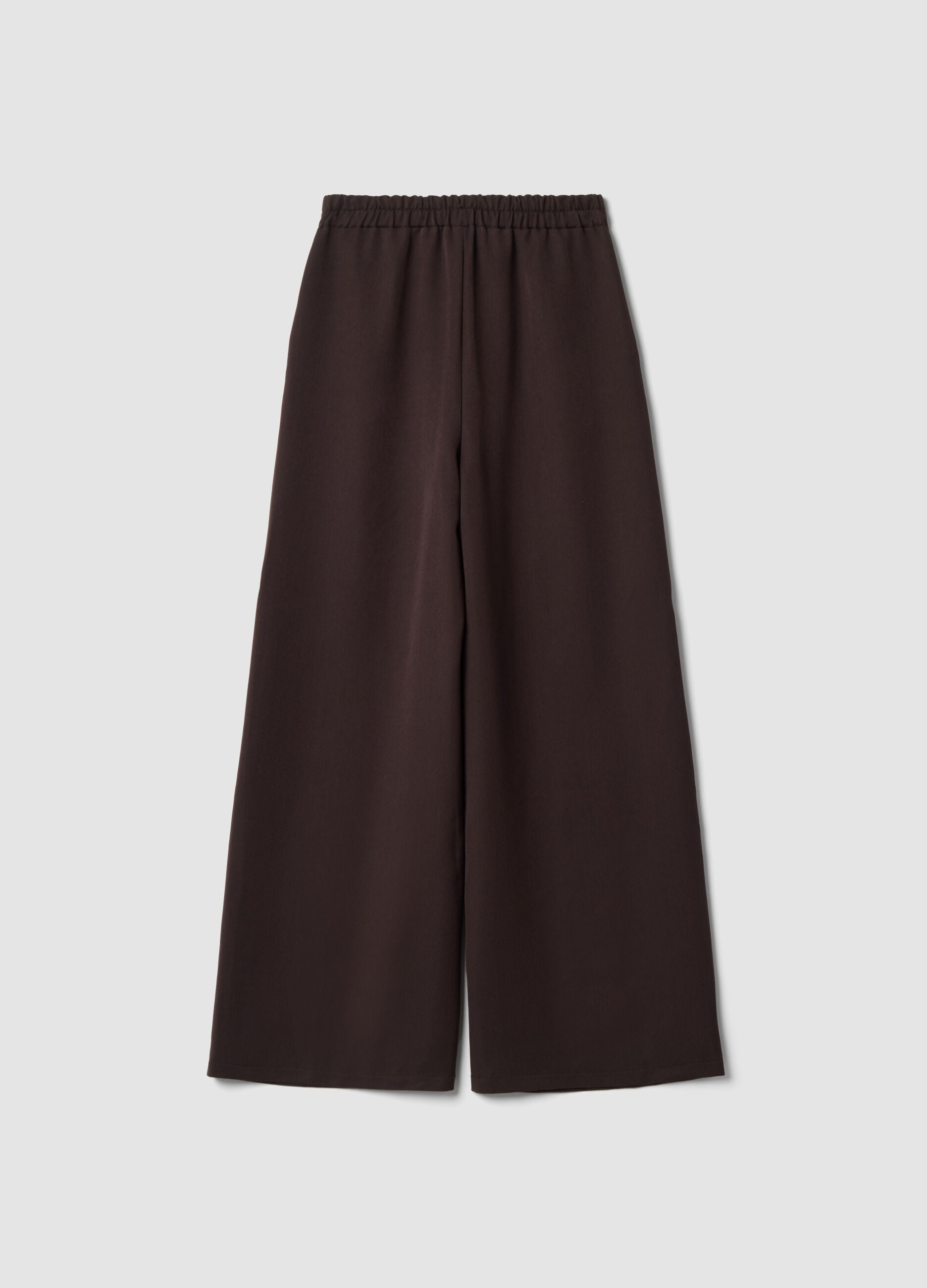 Dark brown stretch viscose-blend trousers, regular fit
