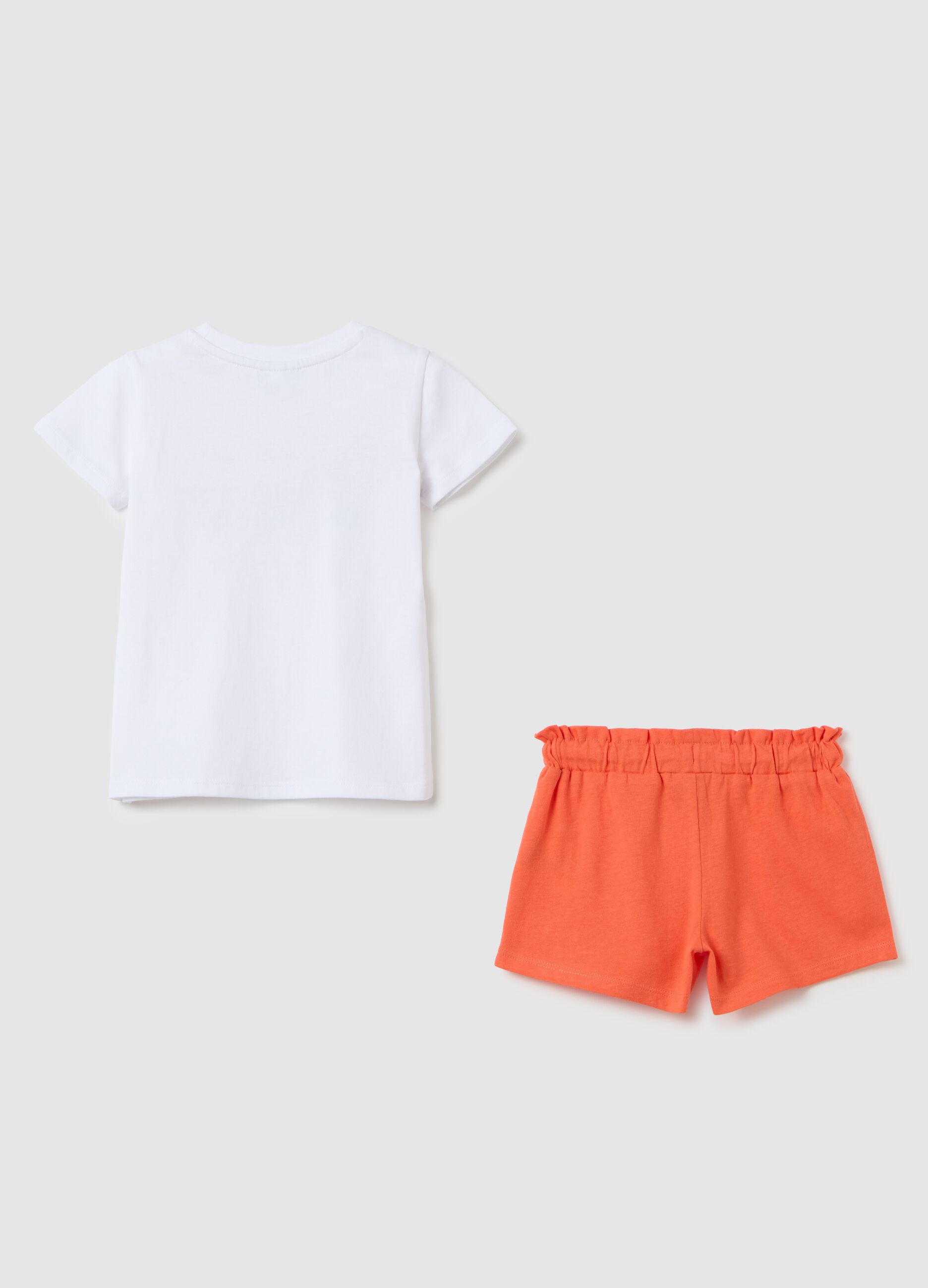 Girls' pure cotton white and orange regular fit set