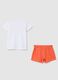 Girls' pure cotton white and orange regular fit set_1
