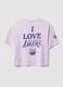 Girls' relaxed fit purple pure cotton T-shirt with Lakers prints_1