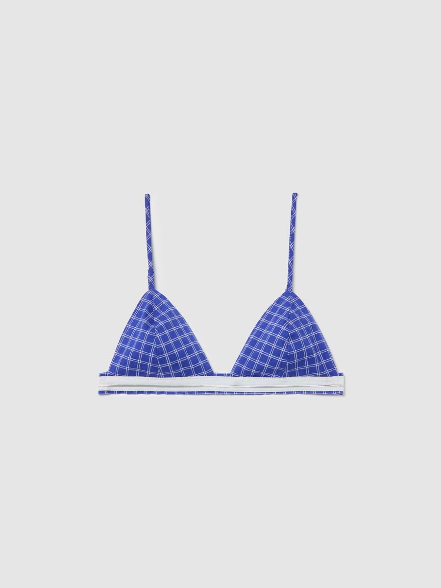 Shirt and bralette set with check pattern_5