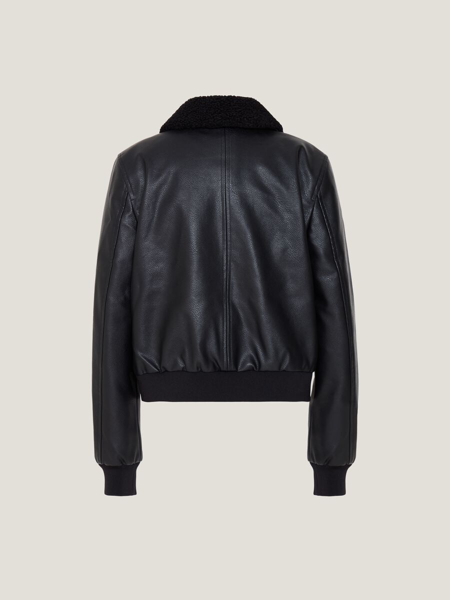 Bomber effetto lucido con colletto in sherpa_4