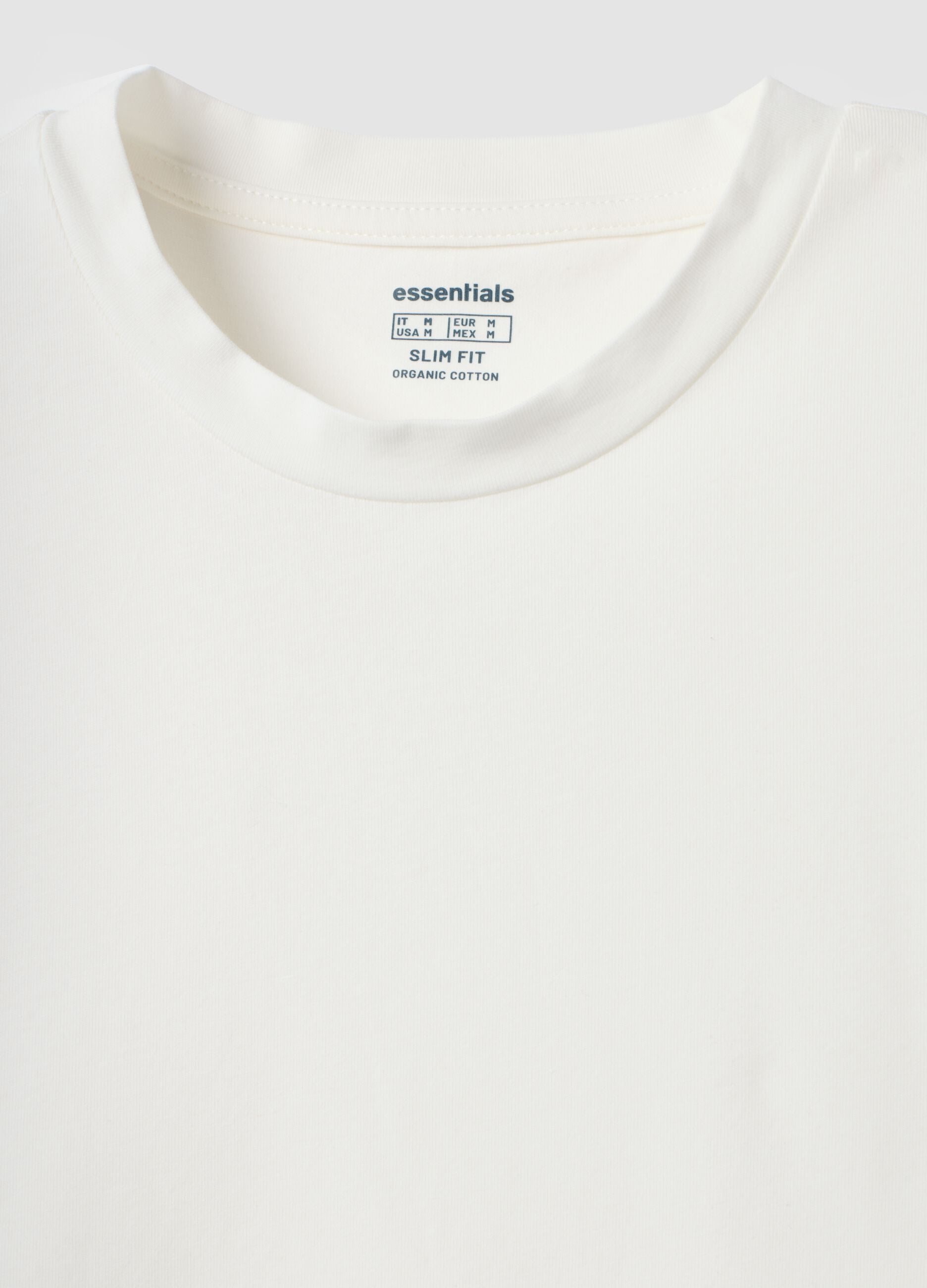 White organic cotton slim-fit short-sleeve T-shirt