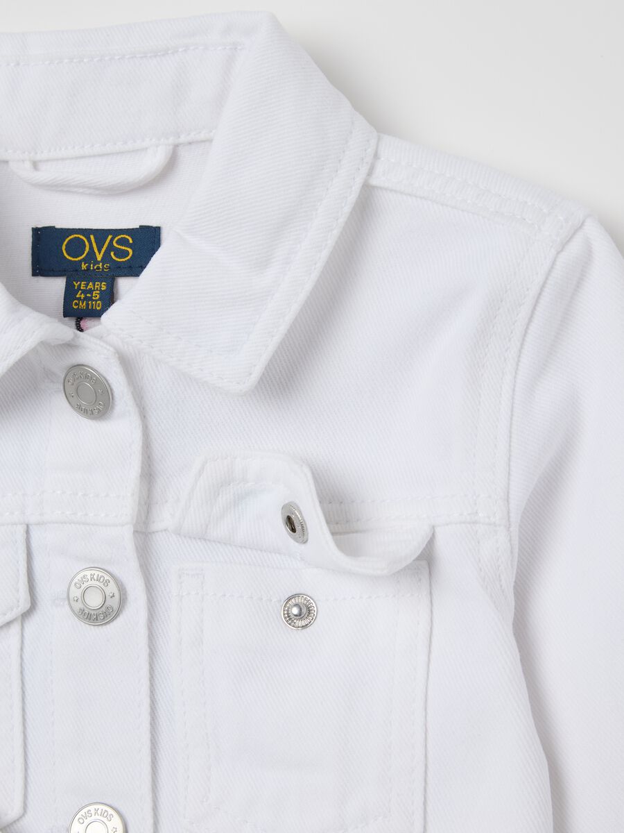 White jacket in drill with "Sweet all Day" embroidery_3
