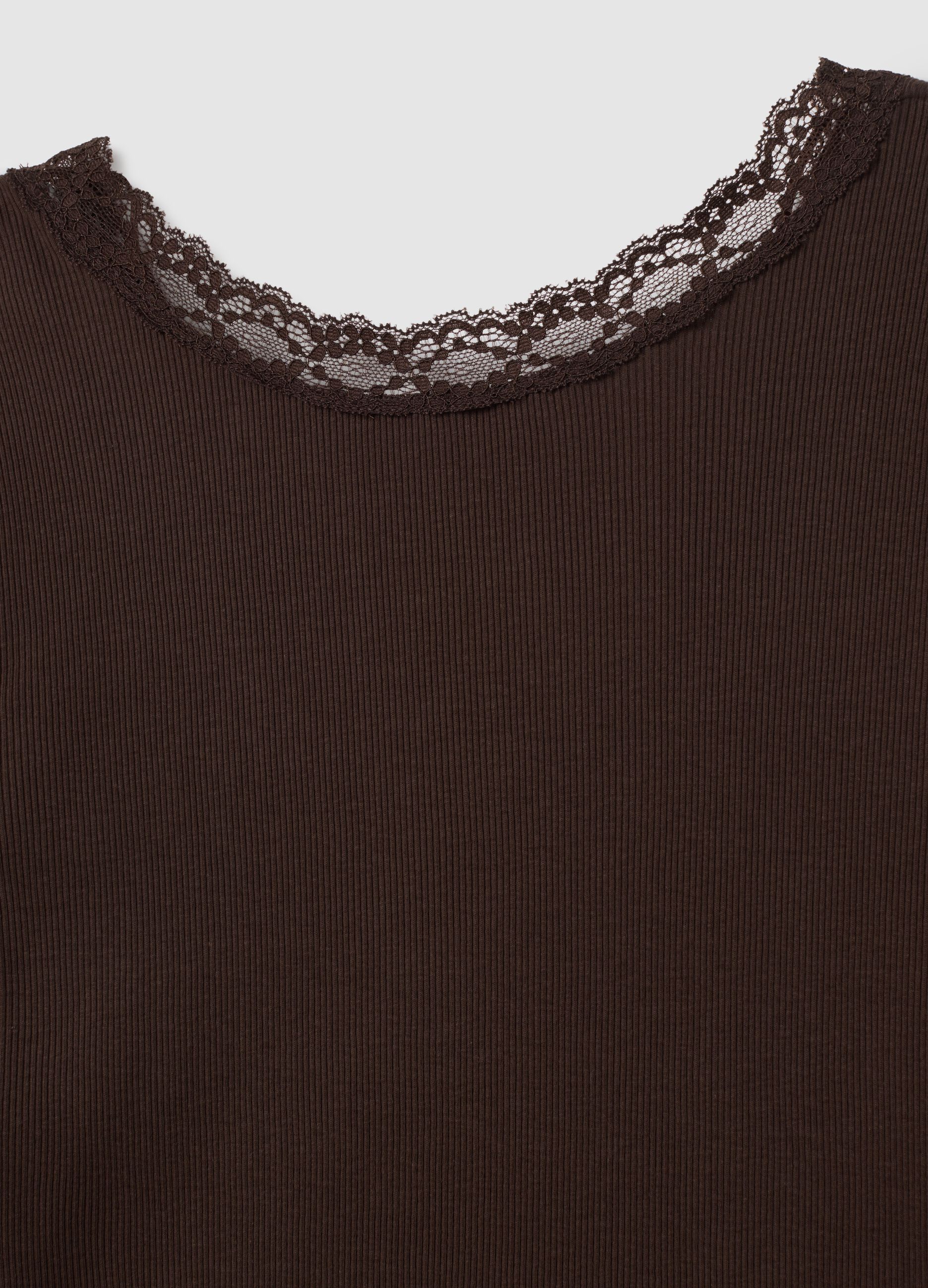 Maglia in puro cotone marrone regular fit