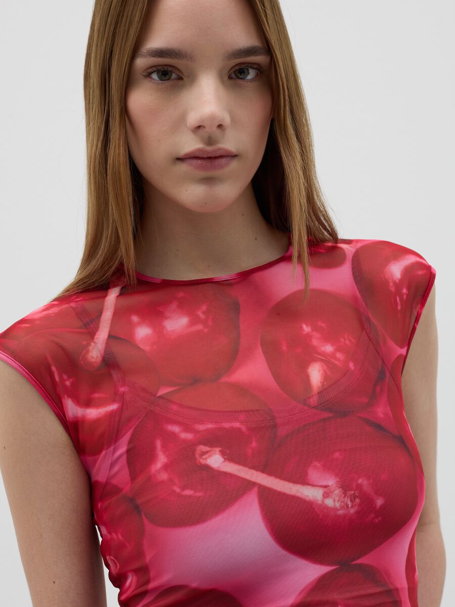 Red tank top in mesh with print_2
