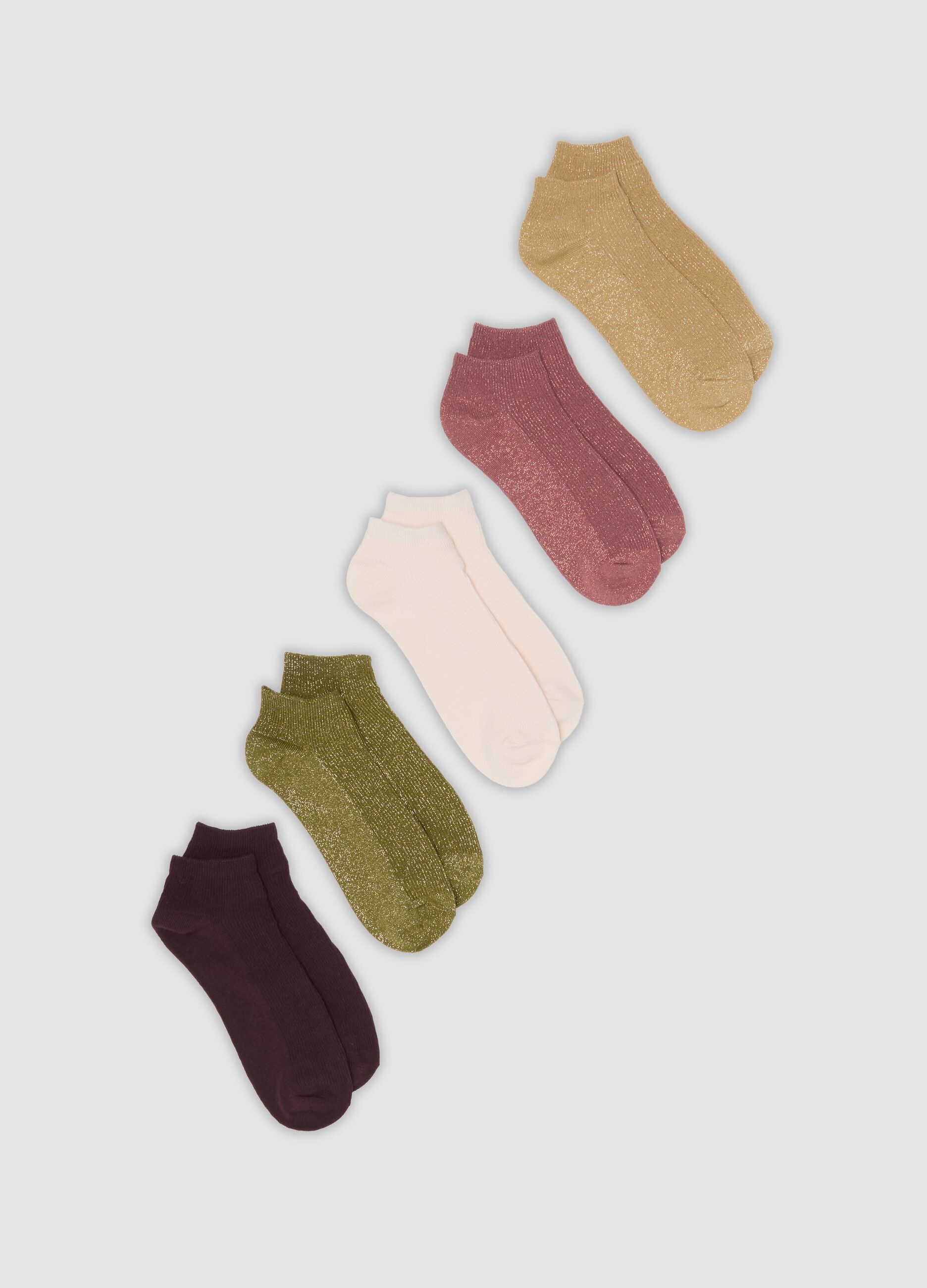 Pack of five organic stretch cotton socks with glitter