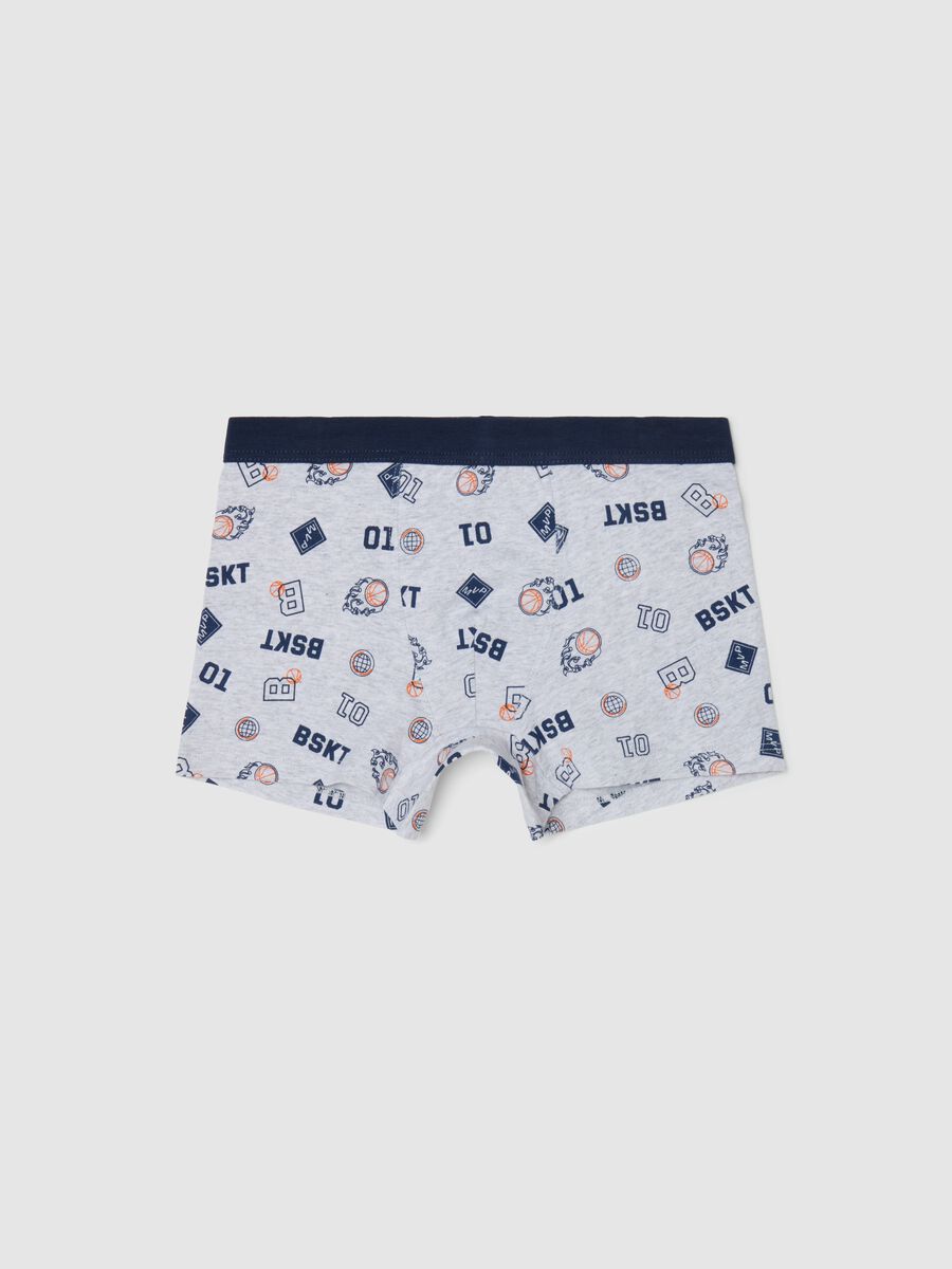 Midi boxer shorts in stretch cotton with basketball print_0