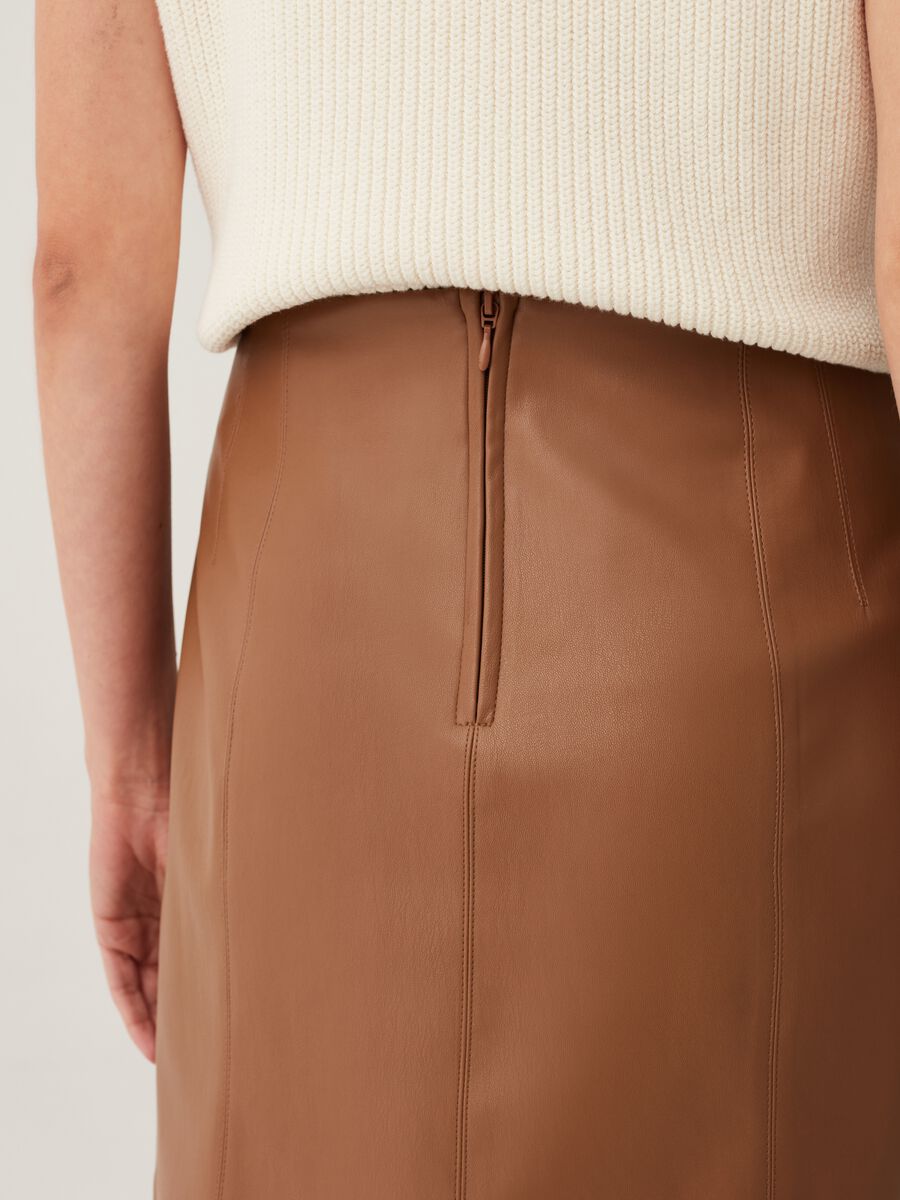 Shiny effect short pencil skirt_3