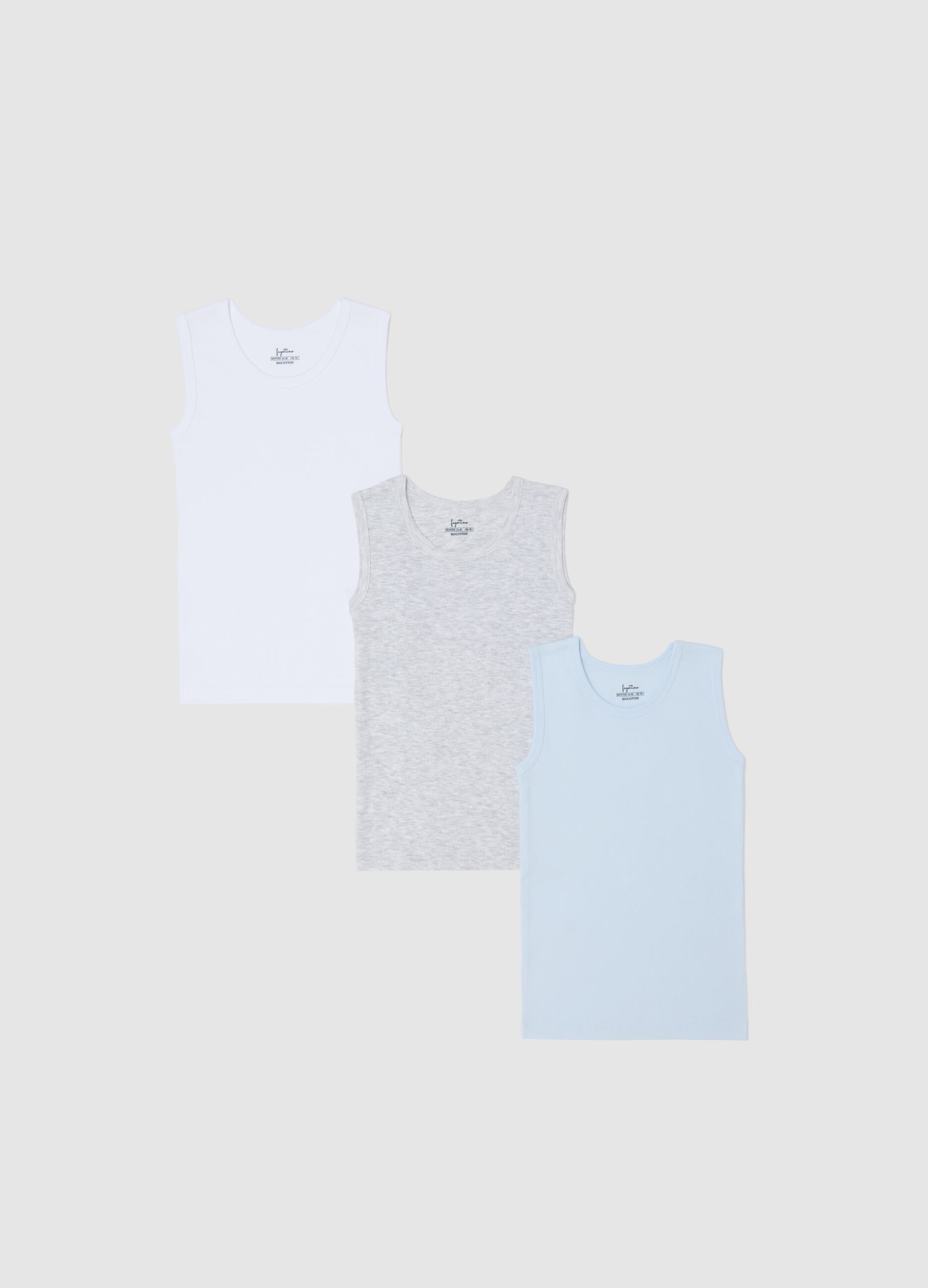 Tripack vogatori intimi in cotone bio grigio azzurro