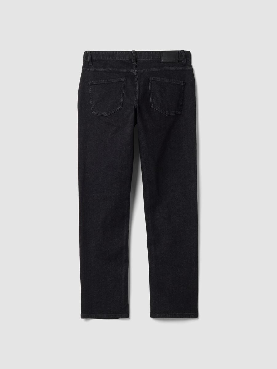 Jeans denim neri in cotone elasticizzato regular fit_7