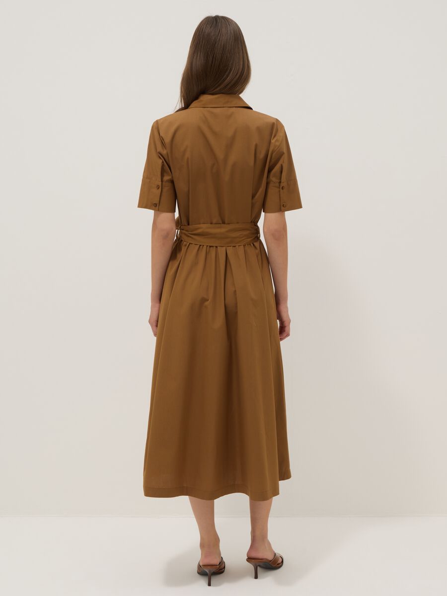 Brown pure cotton shirt dress, regular fit_3