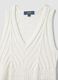 White pure cotton slim-fit dress with broderie detail and deep V-neck_5